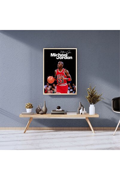 MOR TABLO Michael Jordan Chicago Bulls Basketbol Nba Tek Parça Ahşap Çerçevel...