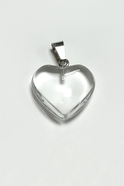 ZERO LAND 1615035749 حجر كوارتز طبيعي على شكل قلب (213550) قلادة - شفاف