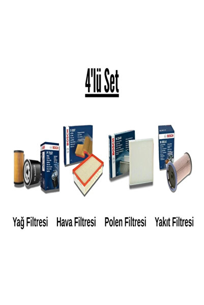 Bosch Citroen C4 1.4 2005-2013 4'lü Karbonlu Filtre Bakım Seti