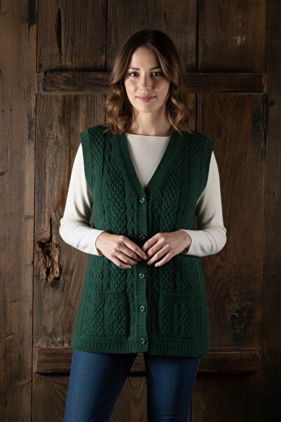secret touch Anne Yeleği Klasik Örgü Yün Pamuk Karışımlı