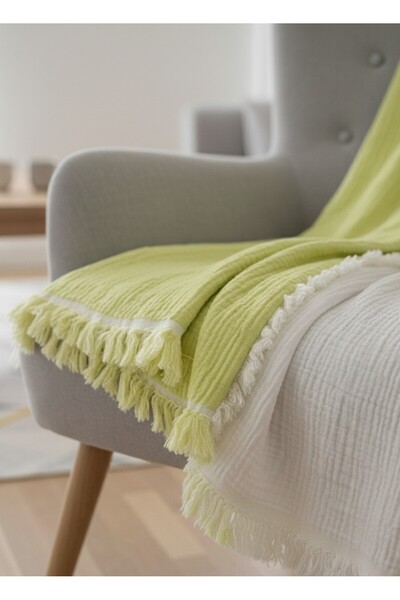 Mujo Home Collection 100% Organic Cotton 4-Layer Muslin Sofa Throw - Tv Blank...