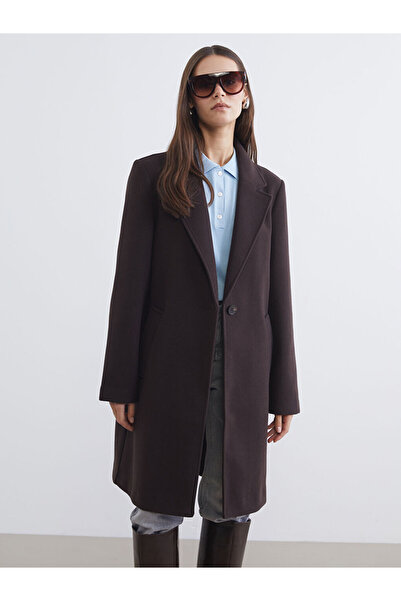 LC Waikiki Brown Jacket Collar Women's Cashmere Coat