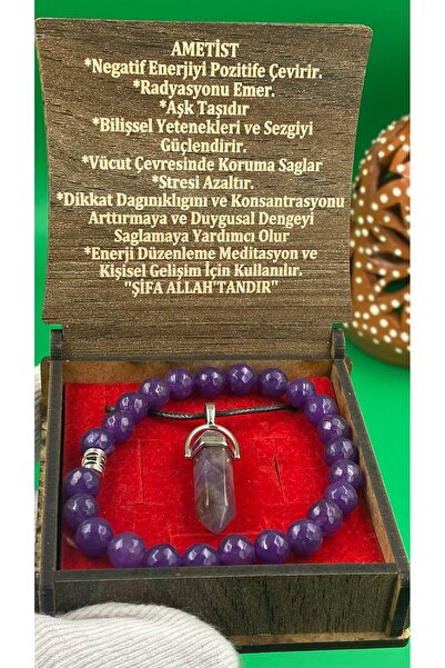 charmove ile kendinizi şımartın Amethyst Necklace Bracelet Natural Stone Set