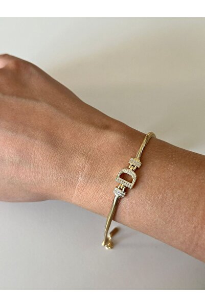 Charmist 14K Çelik Üzeri Altın Kaplama Kuyumcu İşçiliği Harf Bileklik