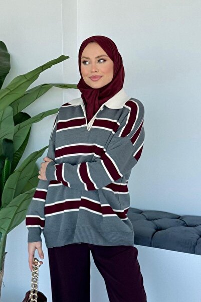 Şulemoda Giyim سترة ليفا المخططة المدخنة