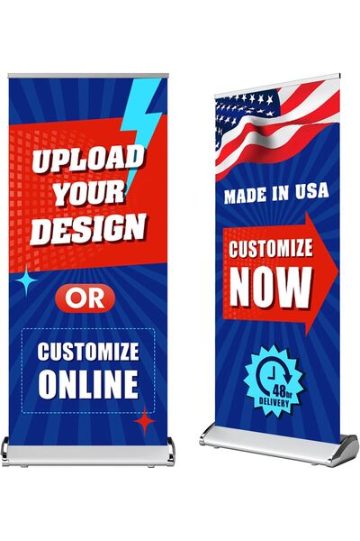 ALAYRA International حامل لافتة قابل للتخصيص والسحب، عبوة من قطعتين، 33 × 81