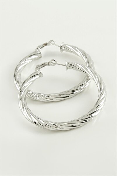 ZERO LAND 1610804749 أقراط دائرية ملتوية 4.5 (210408) سم - لون فضي