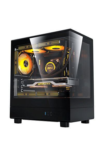 DarkFlash DB330M USB3.0 4x12CM FAN TEMPERLI CAM SIYAH mATX OYUNCU KASASI