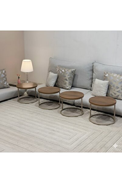 terndat طاولات خدمة ارضية لون شمباني 4 حبة