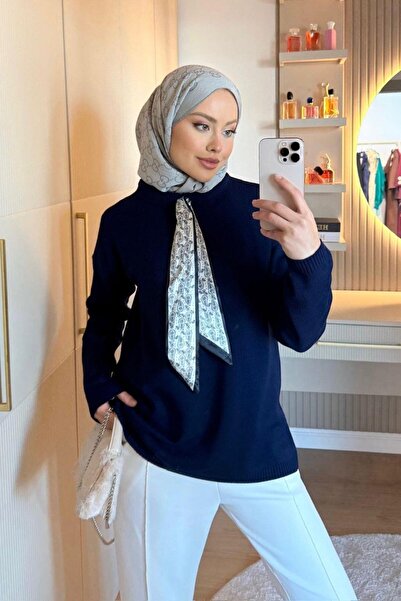 Şulemoda Giyim Paradox Scarf Sweater Navy Blue