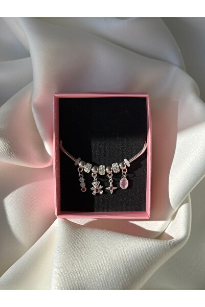 NB STEELORA سوار نسائي من الزركون على شكل دمية دب فضية اللون