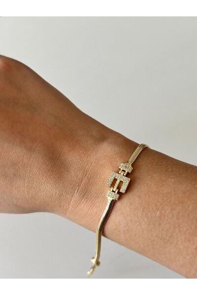 Charmist 14K Çelik Üzeri Altın Kaplama Kuyumcu İşçiliği Harf Bileklik