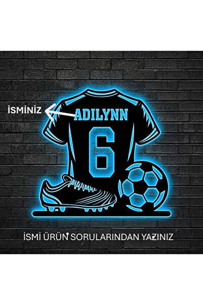 GM3dConcept Kişiye Özel İsimli Hediyelik Futbol Peri LED Duvar Süsü Oda Dekor...