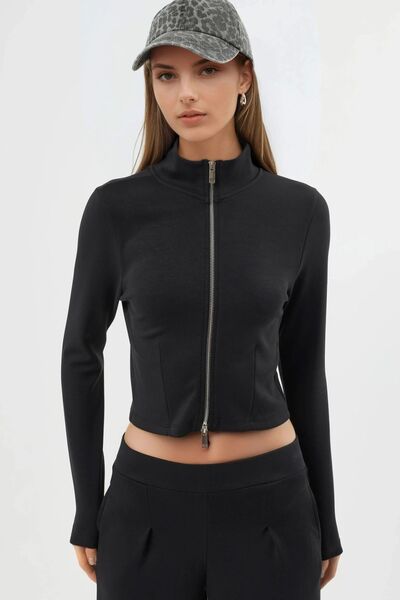 Hiccup Busem Zippered Fitted Knitted Jacket