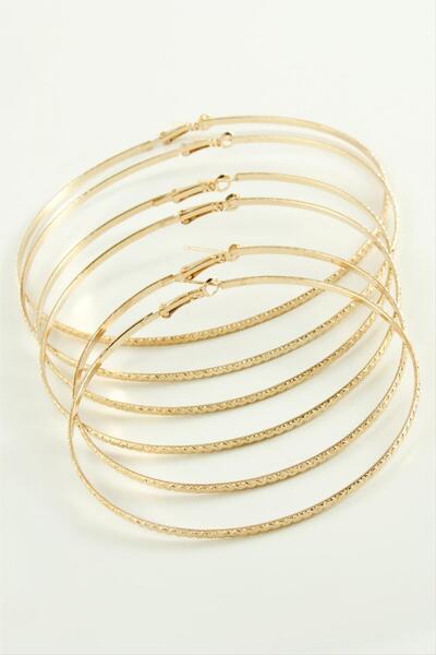 ZERO LAND 1611546749 أقراط معدنية على شكل حلقة مزخرفة بنمط متعرج (214615) 6 ق...