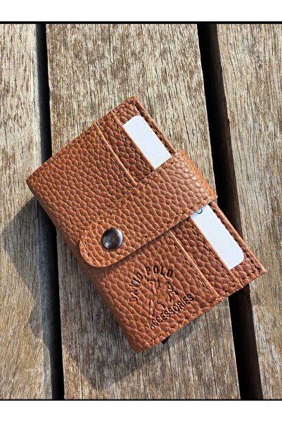 ÖZÜM TAKI Multi-Compartment Card Holder Detail Mechanism Wallet Tan Color