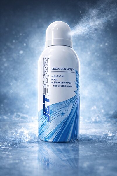 jetbuzz Soğutucu Sprey & İncinme, Kas/Eklem ve Sırt Bölgesi için Serinletici Mentollü Sprey 150 mL
