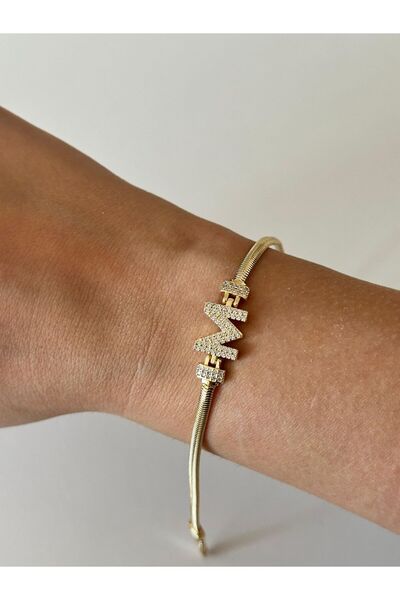 Charmist 14K Çelik Üzeri Altın Kaplama Kuyumcu İşçiliği Harf Bileklik