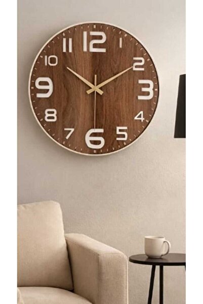 mrchediyesepeti Ceas de perete din MDF de 40 cm, design decorativ, mecanism silențios, adaugă valoare la casa și la birou elegantă Nr.: mrc9009
