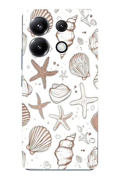 TechTree حافظة سيليكون مطبوع متوافقة مع Poco X6 PRO مع نجم البحر البني والصدف