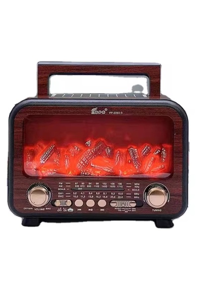 NEALIRSANUCUZ FP-2393 Şömine Efektli Retro Bluetooth-USB-SD-FM Şarjlı/ Ledli ...