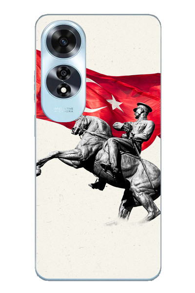 TechTree حافظة سيليكون متوافقة مع هاتف أوبو A60 بتفاصيل تذكارية لأتاتورك مطبوع