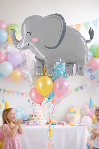 Partifabrik Cute Safari Gray Elephant Foil Balloon