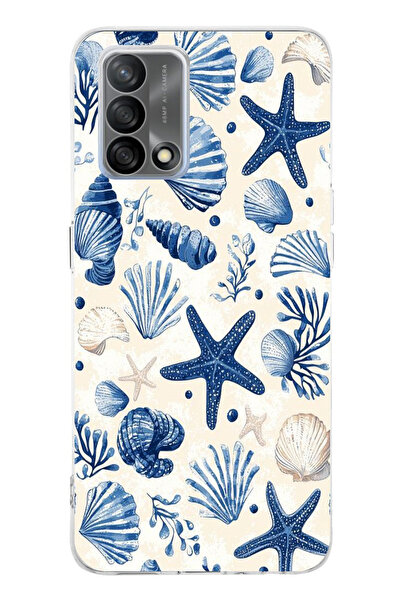 TechTree حافظة سيليكون مطبوع متوافقة مع هاتف OPPO A74 بنمط صدفة البحر الزرقاء...