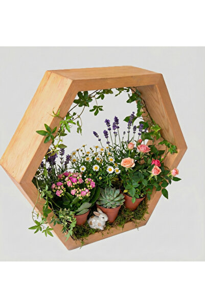 Sedefira Petek Raf, Altıgen Petek Raf, Duvar Rafı, Ahşap Petek Raf, Dekoratif...