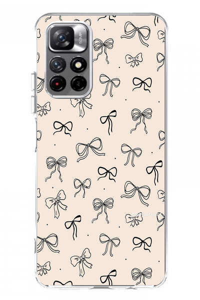 TechTree حافظة سيليكون متوافقة مع هاتف Redmi 10 باللون الأسود ونمط فيونكة كري...