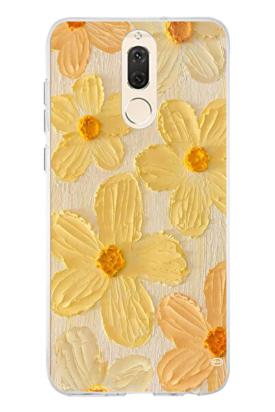 TechTree حافظة سيليكون متوافقة مع هاتف هواوي ميت 10 لايت بلون أصفر ديزي مطبوع