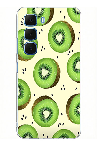 TechTree حافظة سيليكون متوافقة مع Infinix Hot 60-60i وشرائح الكيوي الأخضر وقل...