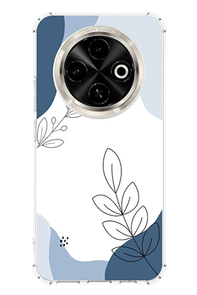 TechTree حافظة سيليكون متوافقة مع هاتف Tecno Spark 30C ذات أشكال هادئة زرقاء ...