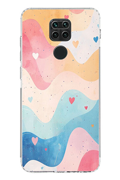 TechTree حافظة سيليكون متوافقة مع هاتف Redmi Note 9 بألوان باستيل ومموجة وقلب...