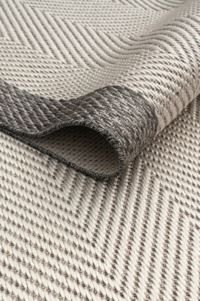 Santa Clara Krem Gri Sisal Makinede Desenli Halı Modern & Toz Tutmaz Çerçevel...