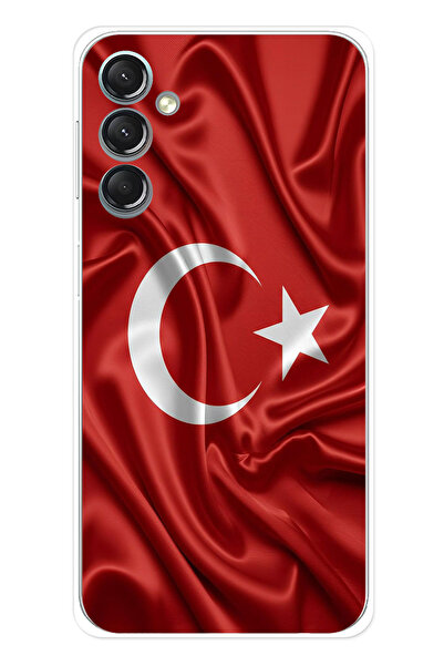 TechTree حافظة سيليكون متوافقة مع هاتف سامسونج جالاكسي A24 بعلم تركيا مطبوع