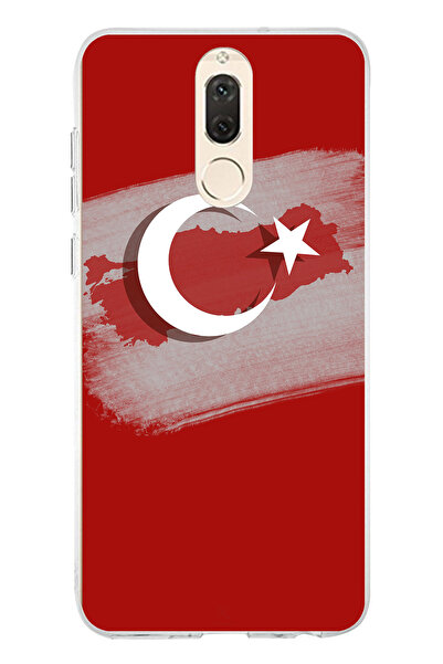 TechTree حافظة سيليكون متوافقة مع هاتف Huawei Mate 10 Lite تفصيلية عن خريطة تركيا وعلم تركيا مطبوع