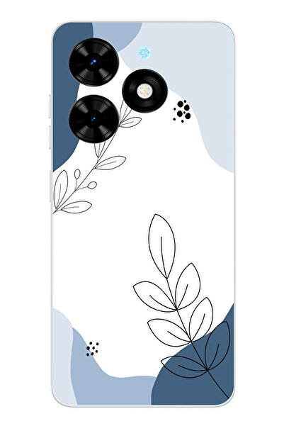 TechTree حافظة سيليكون متوافقة مع هاتف Tecno Spark 20-20C ذات أشكال هادئة زرق...