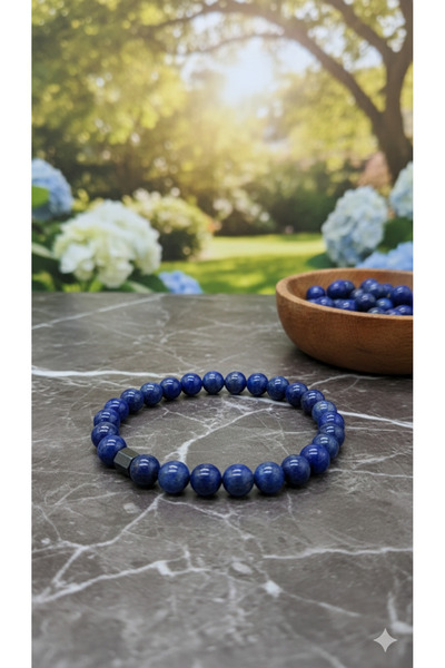 AURA سوار من حجر اللازورد الطبيعي بجودة AAA مقاس 8 مم