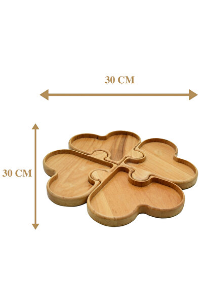 Forlife طبق تقديم خشبي على شكل قلب مصنوع من الخشب الطبيعي الصلب مع أقسام مقسمة
