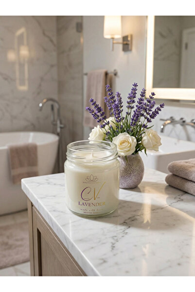Candle Vase Lavanta Kokulu Mum %100 Doğal Soya wax Mum Aromaterapi Mum 100 cc...