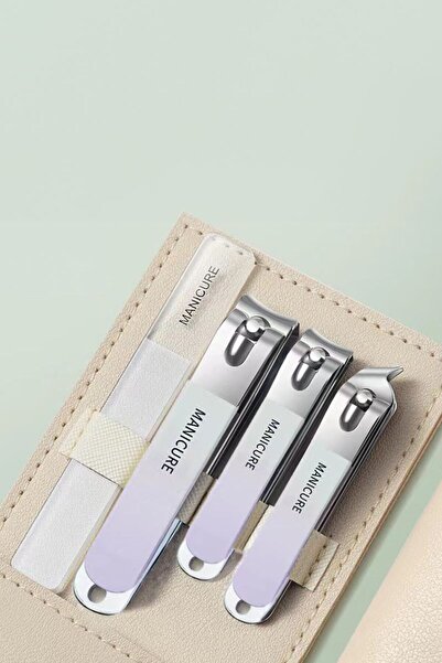 Saatistan Deri Çantalı 4 Parça Çelik Tırnak Makası ve Cam Törpü Seti