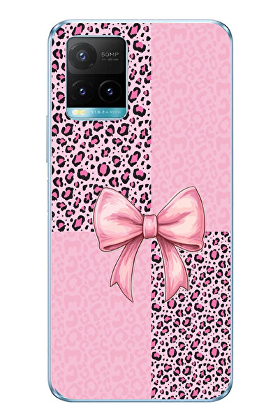 TechTree حافظة سيليكون متوافقة مع Vivo Y21S/Y33S/Y32 بنمط الفهد الوردي وشريط ...