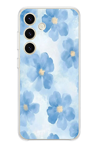 TechTree حافظة سيليكون متوافقة مع هاتف سامسونج جالاكسي S25 باللون الأزرق مطبوع