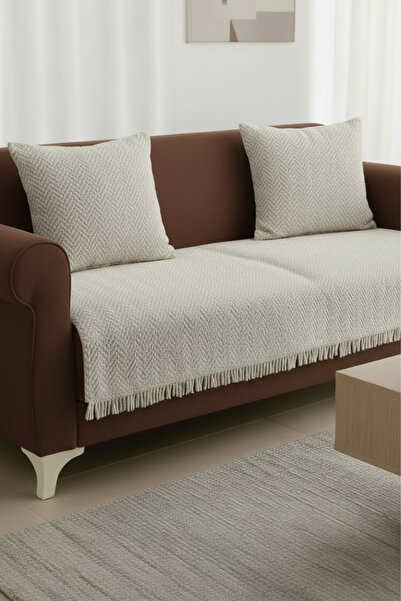 Senpai غطاء أريكة ناتورالوكس من القطن البوهيمي يغطي مقعد الأريكة وسرير الأريكة القابل للتحويل إلى سرير |   كريم 100×210