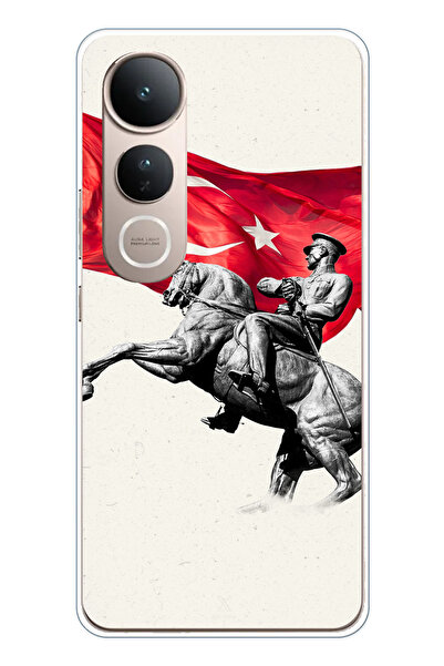 TechTree جراب سيليكون متوافق مع هاتف Vivo V50 Lite بتفاصيل تذكارية لأتاتورك م...