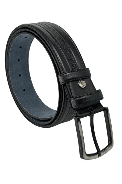 S.S SÜZER DERİ Piele artificială neagră 4 cm. Curea clasică pentru bărbați cu...