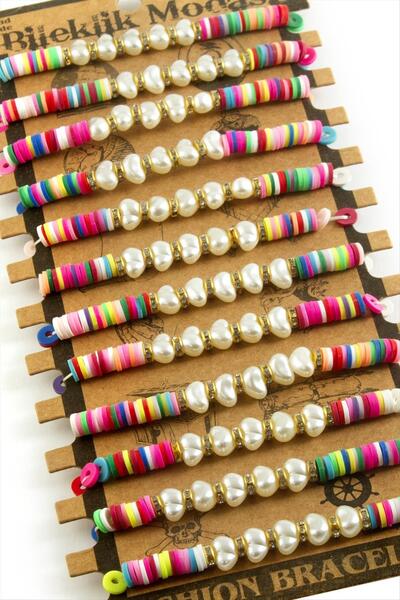 ZERO LAND 1610913749 Pearl Fimo (221309) Bead Bracelet-White