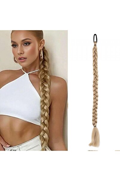 Zeysum Bal Köpüğü Renk At Kuyruğu Takma Lastik Tokalı Örgülü Saç (60 Cm)