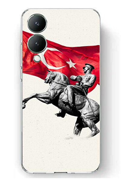 TechTree حافظة سيليكون متوافقة مع هاتف Vivo Y17s بتفاصيل تذكارية لأتاتورك مطبوع